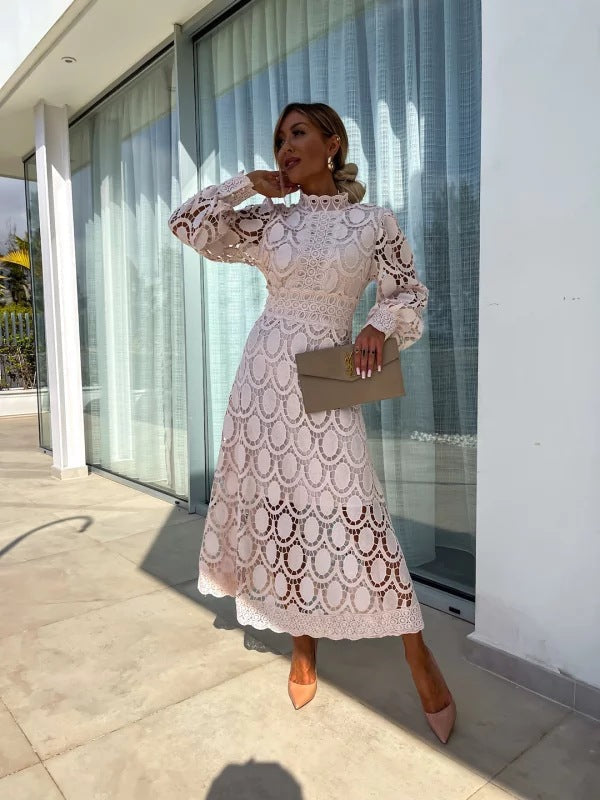 Luna’s Celestial Harmony Lace Midi Dress